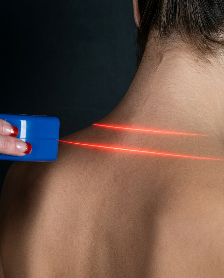 Woman receiving laser therapy